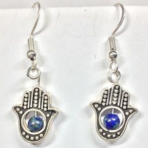 azurite Hamsa Earrings